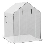 Outsunny Acoperiș de &Icirc;nlocuire pentru Seră Walk-in din PE cu Ușă Rulabilă și Ferestre, 140 x 143 x 190cm, Alb | Aosom Romania