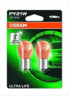 SET 2 BECURI 12V PY21W ULTRA LIFE BLISTER OSRAM foto