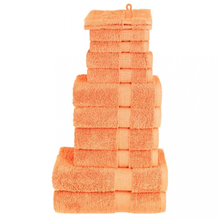 Set de prosoape premium SOLUND, 12 piese, portocaliu, 600 g/m&sup2;