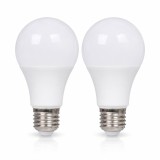 Cumpara ieftin Set 2 becuri LED E27 12W, lumina alb cald, iluminare puternica, consum redus de energie, compatibile cu lustre, veioze si plafoniere