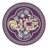 Abtibild sticker feng shui cu prietenii secreti dragon si cocos 2024 mare, Stonemania Bijou