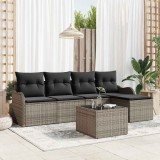 Cumpara ieftin Set de canapele pentru grădină cu pernă 6 pcs Negru Rattan poli