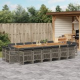 Cumpara ieftin Set mobilier de grădină cu perne, 17 piese, gri, poliratan
