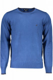 Cumpara ieftin Bluza barbati cu logo si detalii contraste in jurul gatului albastru