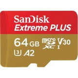 Cumpara ieftin Card de memorie SANDISK Extreme Plus microSDXC UHS-I, 64GB, 200MB/s, C10, U3, V30, A2, adaptor