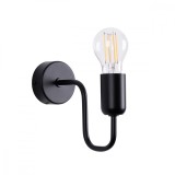 Lampă De Perete Din Oțel Negru Vector, 1 Bec Industrial Neregulat De Interior.