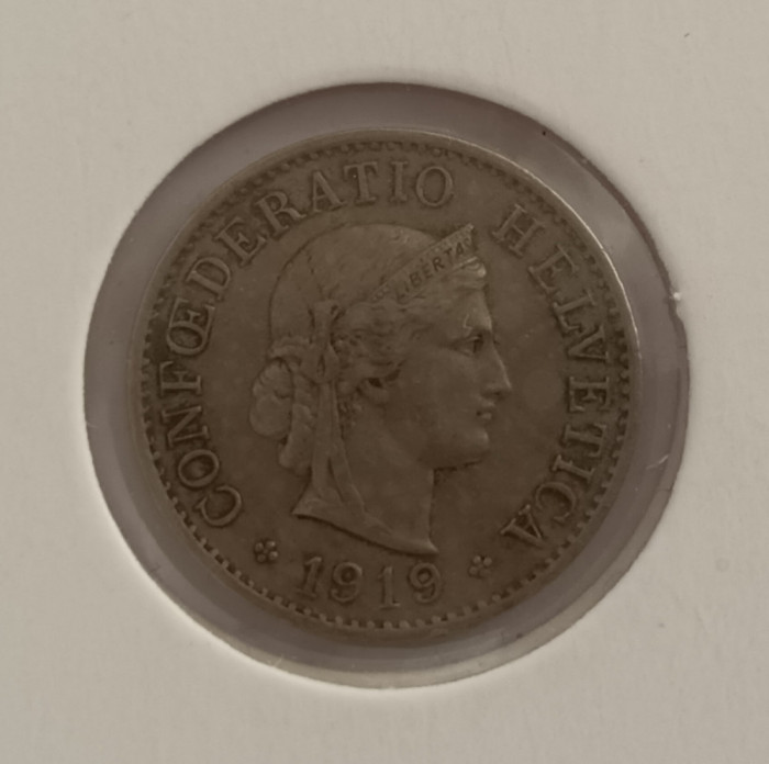 Moneda Elvetia 5 rappen 1919