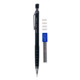 Creion Mecanic, Stilou, 0.5mm, Cu 4 Radiere și Mine, Negru, Set 6 Bucăți