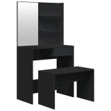 Set masuta de toaleta, negru, 74,5x40x141 cm