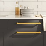 M&acirc;nere de dulap, 10 buc., auriu, 320 mm, oțel inoxidabil
