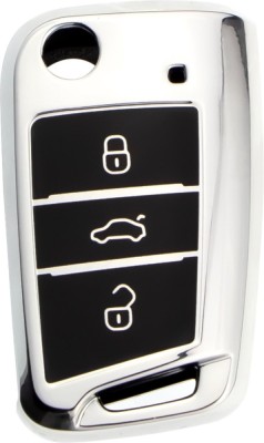 Husa Cheie Auto Briceag VW Golf 7, 3 Butoane, Tpu, Gri cu butoane negre AutoProtect KeyCars foto
