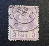 Carol I of Romania (1889 - 1890 ) 3 Bani Violet-Liliachiu cu Ștampilă Poștală Datată 18 DEC -Vultur_RO2