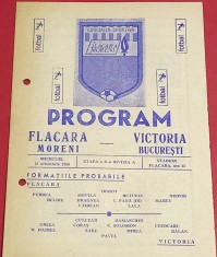 Program meci fotbal FLACARA MORENI - VICTORIA Bucuresti (12.10.1988)