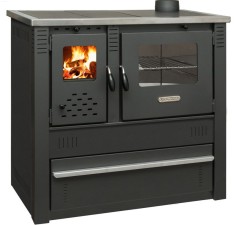 Soba cu plita Pro PANONIA Steel 10,54 kW, neagra, evacuare dreapta