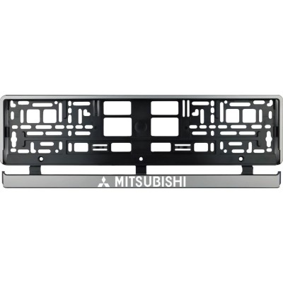 Set 2 bucati, suport numar inmatriculare argintiu Mitsubishi II foto