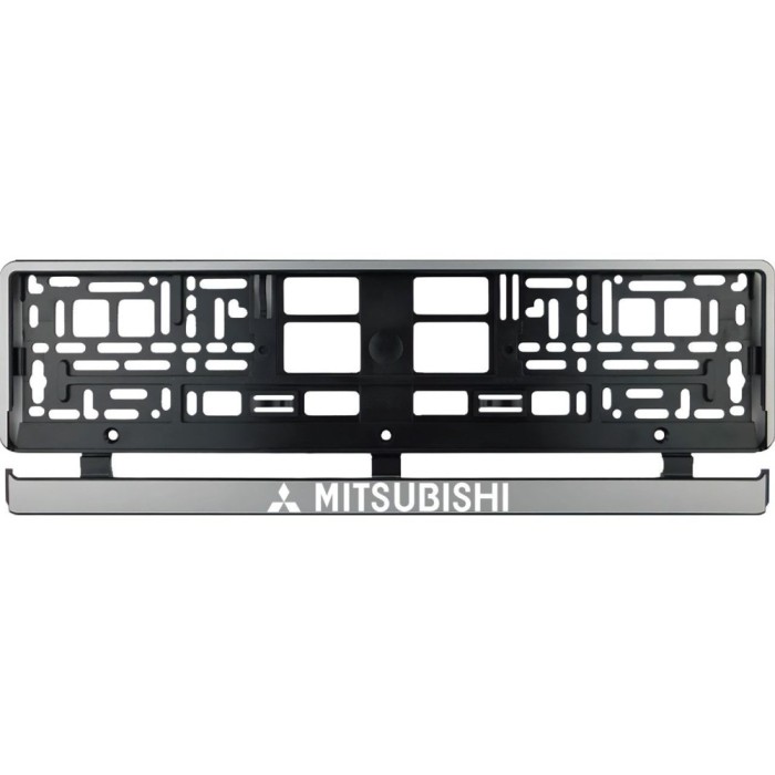 Set 2 bucati, suport numar inmatriculare argintiu Mitsubishi II