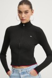 Tommy Jeans cardigan femei, culoarea negru, DW0DW19337