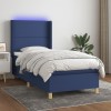 VidaXL Pat cu arcuri, saltea și LED, albastru, 90x200 cm, textil 3138771