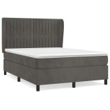 Cumpara ieftin Pat box spring cu saltea, gri inchis, 140x200 cm, catifea