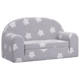Cumpara ieftin Canapea extensibila copii 2 locuri gri deschis/stele plus moale
