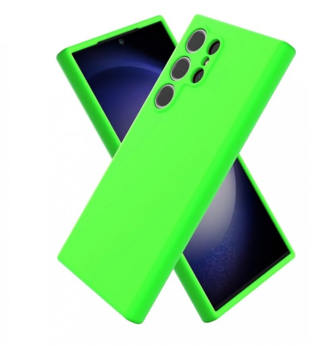 Huse silicon cu microfibra pentru Samsung Galaxy S24 Ultra Verde Neon