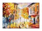 Cumpara ieftin Tablou peisaj citadin pictat manual, Plimbare relaxanta, 70x50cm ulei pe panza, gata de expus pe perete