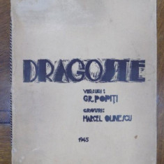 Dragoste, versuri de Gr. Popiti, gravuri de Mircea Olinescu 1945