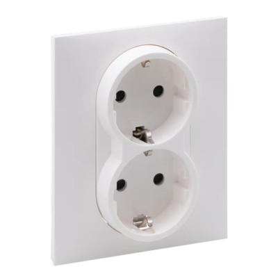 Priza schuko dubla 2X2P+T protectie copii Legrand Suno alb 721126 foto