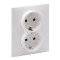 Priza schuko dubla 2X2P+T protectie copii Legrand Suno alb 721126