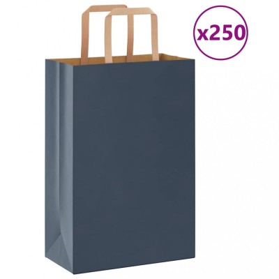 vidaXL Pungi de h&amp;acirc;rtie 250 buc cu m&amp;acirc;nere Albastru 21x11x31 cm 4101924 foto
