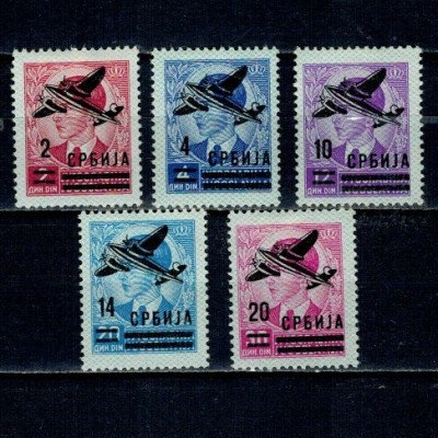 Serbia, ocupatia germana 1942 - Posta Aeriana, supratipar, serie neuzata foto