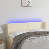 Cumpara ieftin Tăblie de pat cu LED, crem, 147x16x78/88 cm, piele ecologică