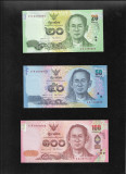 Set Thailanda 20 + 50 + 100 baht 2017 comemorative unc