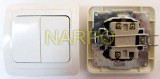Intrerupator ST dublu, incastrat, ceramica, rama inclusa, alb