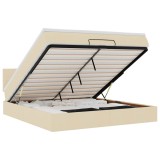 Cumpara ieftin Pat otoman cu saltea si LED-uri, crem, 180x200cm, textil