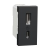 Priza USB tip A + C 1M 2.4A 12W Schneider Noua Unica antracit NU301654