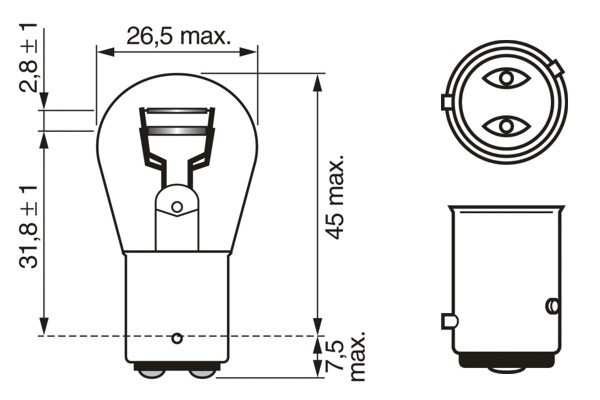 Set 2 Becuri 12V P21/4W 4W / 21W Pure Light (Blister) Bosch 499786 1 987 301 015