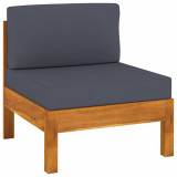 Canapea de mijloc cu pernă gri &icirc;nchis, lemn masiv acacia, vidaXL