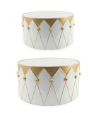 Set 2 tobe decorative Craciun metal sticla aurie alba &Oslash;41x20,5h; &oslash;52x25,5h