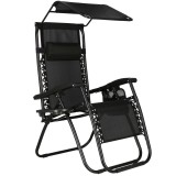 Sezlong pliabil SERSIMO GC3, Relax Zero Gravity cu parasolar, 175cm, negru Household NewTrend