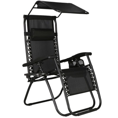 Sezlong pliabil SERSIMO GC3, Relax Zero Gravity cu parasolar, 175cm, negru Household NewTrend foto