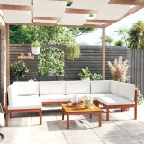 Gossi set mobilier gradina cu perne, crem, 7 piese, lemn masiv acacia