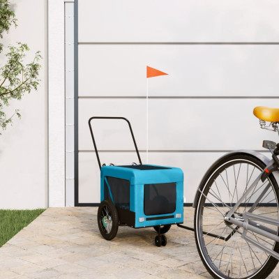 vidaXL Remorcă bicicletă animale companie, albastru/negru, oxford/fier foto