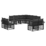 vidaXL Set de canapele de exterior cu pernă 11 pcs Negru și Gri &icirc;nchis 3437801