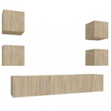 Cumpara ieftin Set dulap TV, 6 piese, stejar sonoma, lemn prelucrat