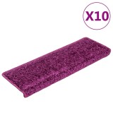 vidaXL Covorașe pentru scări, 10 buc., 65x21x4 cm, violet, cu margini dreptunghiulare 149825