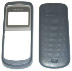 Carcasa telefon Nokia 1203 fata + capac baterie gri inchis foto