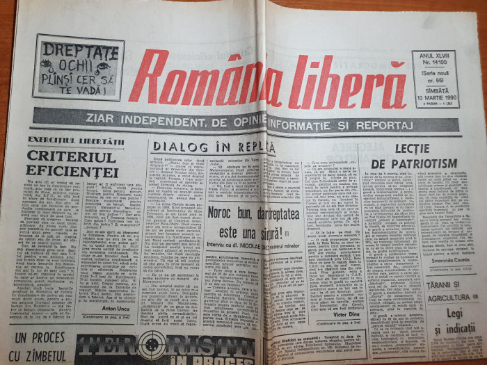 romania libera 10 martie 1990-privatizarea pro sau contra,teroristii in proces