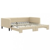 Cumpara ieftin Pat de zi cu extensie, crem, 100x200 cm, textil