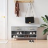 Bancheta Pantofar Gossi Gri Beton 102x35x55cm Lemn, 2 Sertare &amp; 4 Rafturi, Banca Hol